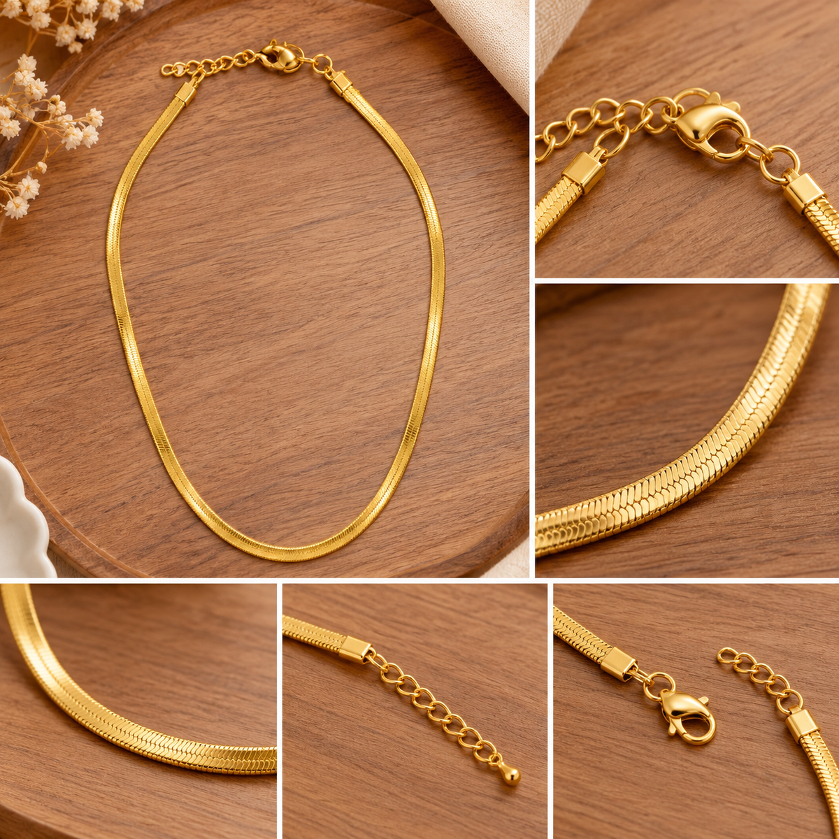 okhhraa Aira Gold-Plated Snake Chain Necklace for Women
