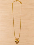 okhhraa Gold Plated Heart Pendant Necklace with White Stone