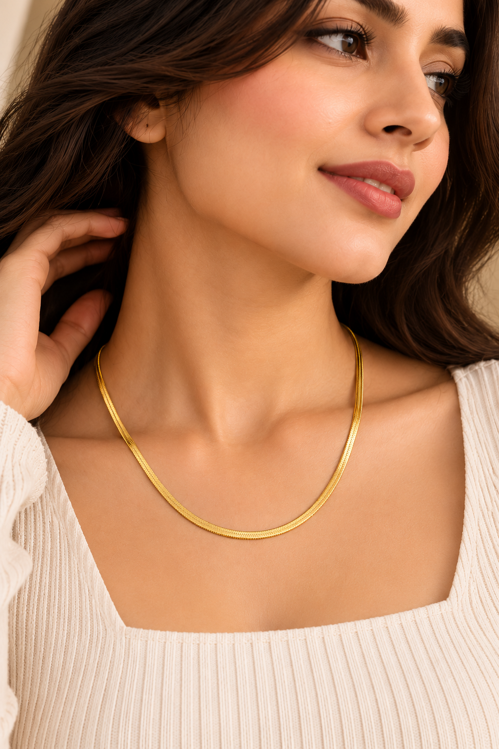 okhhraa Aira Gold-Plated Snake Chain Necklace for Women