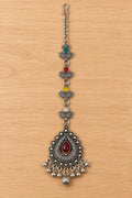 Okhhraa Oxidised Silver Multicolor Traditional Maang Tikka